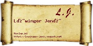 Lőwinger Jenő névjegykártya